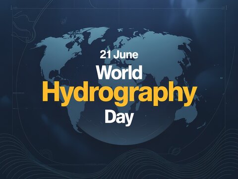 World hydrography day 21 june banner with world map illustration