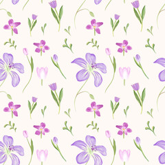 Fototapeta premium seamless pattern with purple flowers