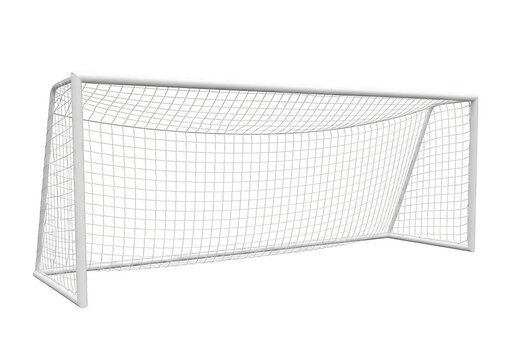 Soccer goal with projected player trajectories and arcs isolated on transparent background