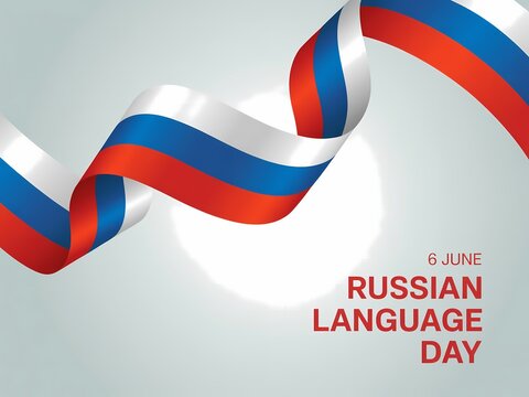 Russian language day, 6 june, celebration concept with waving ribbon in colors of russian flag