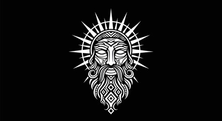 Fototapeta premium Abstract bearded face with halo illustration