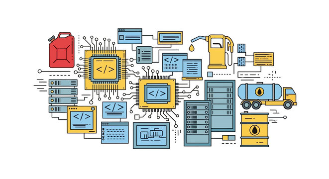Collection of various computer and industrial icons.