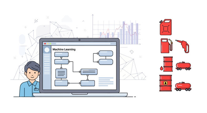 Business strategy and logistics planning on laptop.