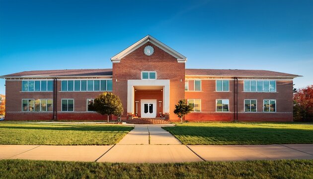 american school building exterior in daylight architecture and educational facilities concept