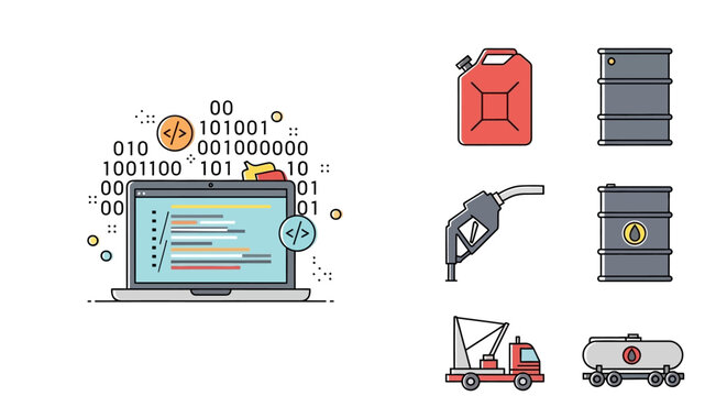 Digital illustration of fuel and data analysis.