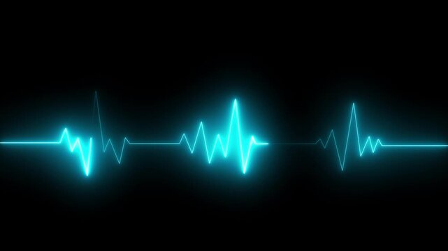 neon line Human heart with digital red and blue heart pulse line. Illustration of the heartbeat and pulse rate signal of an abstract neon energy. on dark background with. Heart health, concept