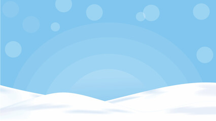 Vector illustration of a serene winter scene featuring snow-capped mountains and fluffy clouds on a light blue gradient backdrop © CreativeFold