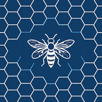 Bee Insect White Line Art Illustration.