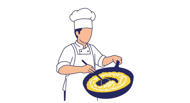 Chef Cooking Delicious Meal in Frying Pan, Culinary Expertise