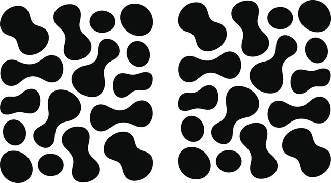Abstract blob shapes in grid pattern, vector illustration of organic artwork design elements for decoration and visual comparison