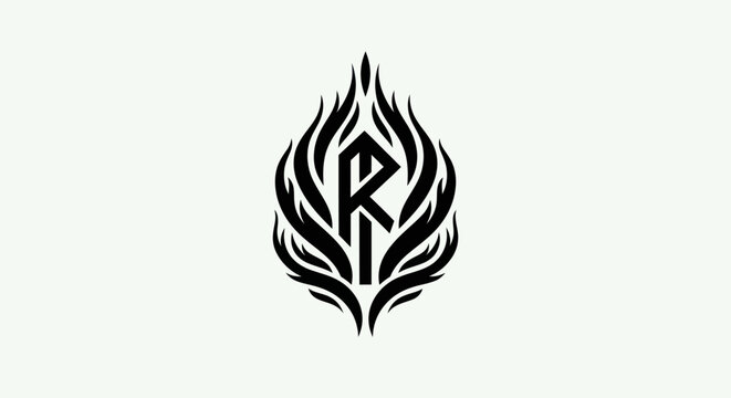 Abstract emblem with flame design