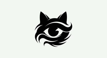 Fototapeta premium Abstract eye and cat silhouette logo