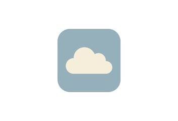 Obraz premium Cloud icon, weather symbol, blue background, white cloud, vector graphic