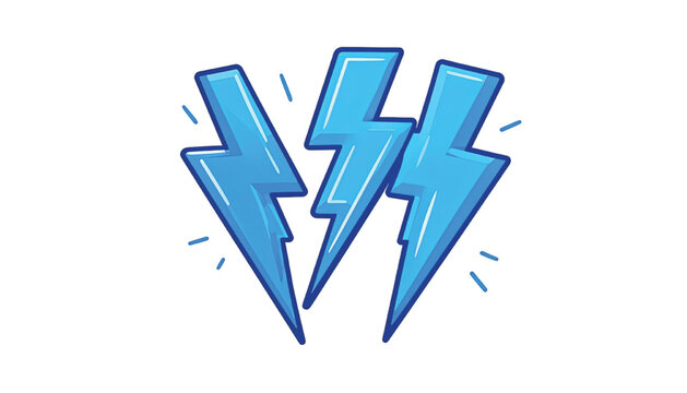 Three blue cartoon lightning bolts icon.