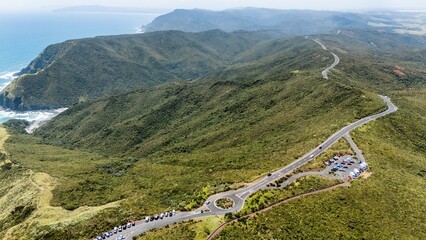 Wide Aerial View of Te Paki Sand Dunes and Ninety Mile Beach Coastline © Rodrigo