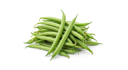 Fototapeta premium A Pile of Fresh Green String Beans on a White Background (7608