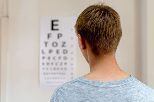 Eye test vision chart examination.