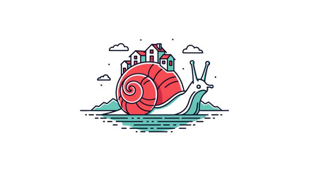 Cartoon snail with houses on its back © Stone