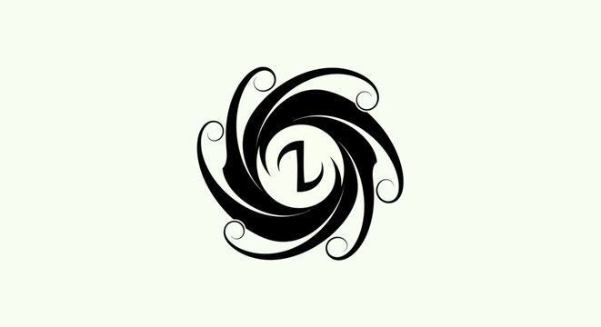 Abstract swirl pattern with letter l