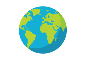Fototapeta premium Vibrant blue and green illustration of the Earth from space with continents highlighted