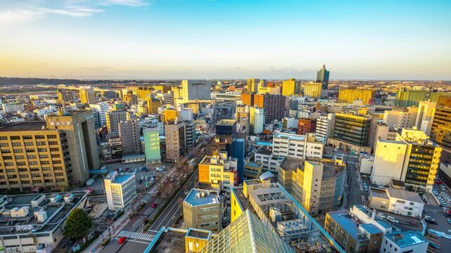 Toyama City, Japan downtown skyline time lapse 6219