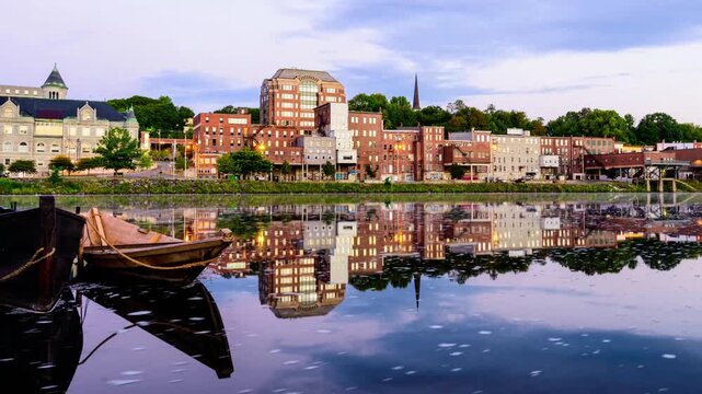 Augusta, Maine, USA downtown skyline on the Kennebec River 6156
