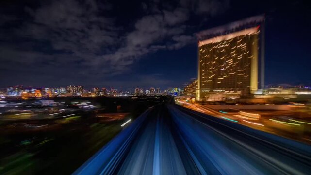 Time lapse from the Yurikamome, an automated guideway transit service operating along Tokyo Bay in Tokyo, Japan 6120
