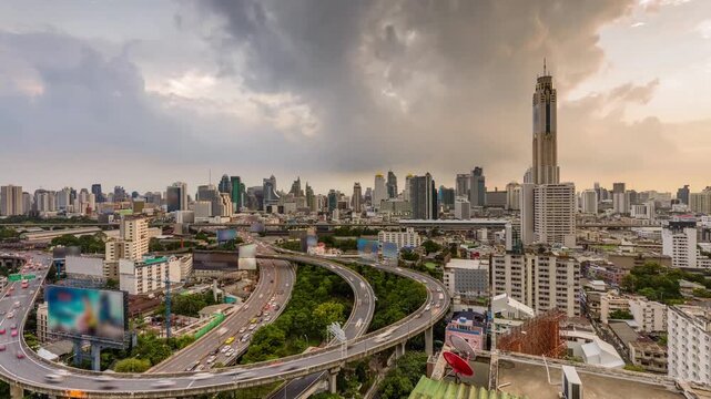 Bangkok, Thailand skyline time lapse 6114