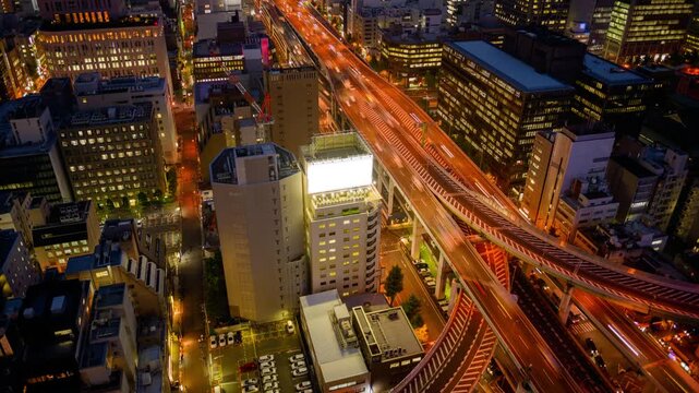 Osaka, Japan expressway cityscape time lapse 6105