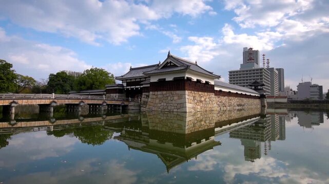 Hiroshima, Japan at the castle moat 6086