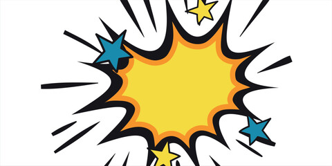 A classic retro pop art comic book speech bubble or explosion burst over a clean white background. © Muhammad