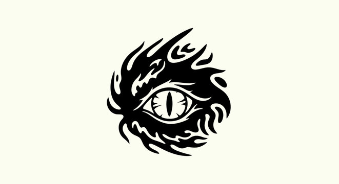 Abstract eye icon with flame effect