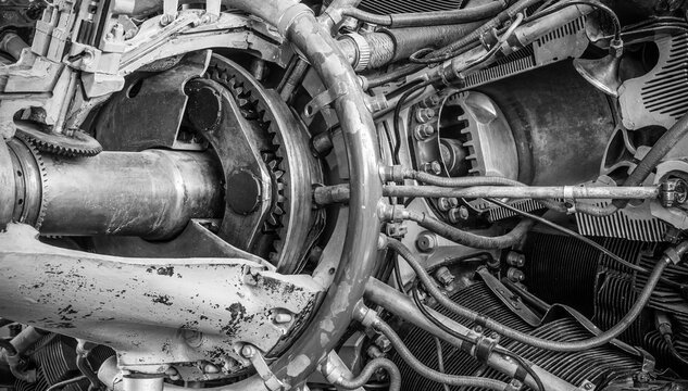 Detail of a historic rotary engine