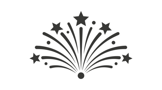 Fireworks display with star shapes serves as a festive graphic element for celebratory events and holiday party designs.