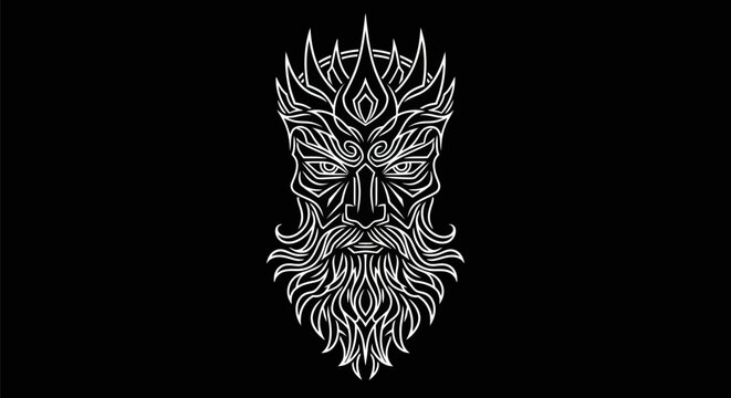 Abstract king face illustration on black