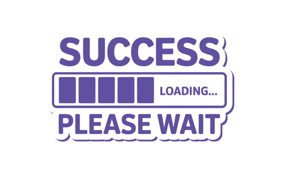 Success loading please wait purple progress bar label for digital interface design isolated on transparent background vector element.