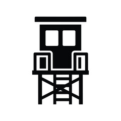 Fototapeta premium Lifeguard tower beach safety service silhouette icon