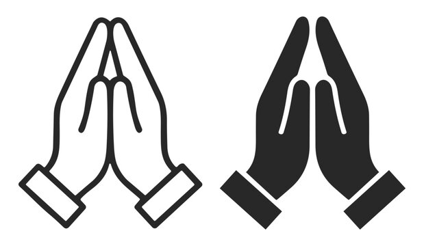 Praying hands icon outline and filled style vector illustration on transparent background