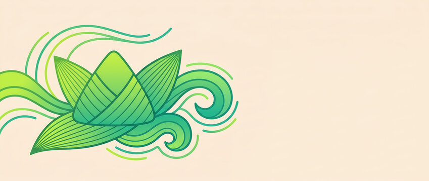 green hand drawn line style zongzi illustration for dragon boat festival
