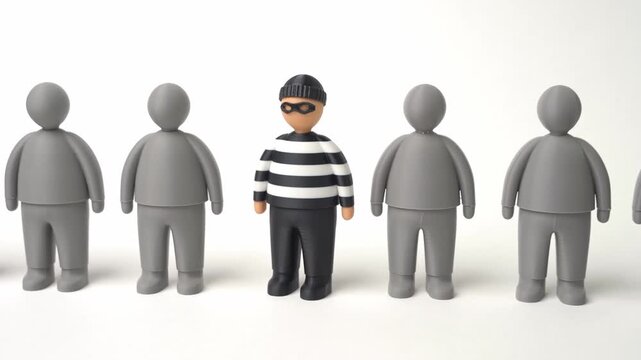 A criminal among the gray crowd. Find the insider and the fraudster. Monitoring illegal activity. Insider threat awareness, security vigilance and risk detection. Corporate safety