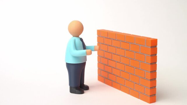 A man talking to a wall. The concept of impenetrable misunderstanding and refusal to communicate. Innovation. Change management drives efficiency and new opportunities in business.