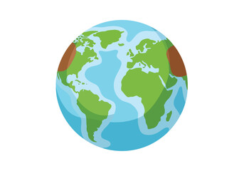 Obraz premium Illustration of Earth globe with green continents and blue oceans on white background