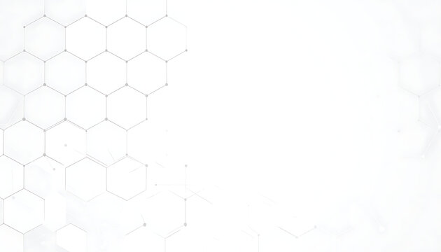 Abstract geometric molecular structure, hexagonal grid pattern, science and technology background, minimalist clean design, data network concept