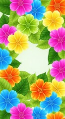 Obraz premium A dense, intricate, and vibrant seamless floral pattern showcasing overlapping blooms and lush green foliage on a light background, beautiful, graphic, intricate