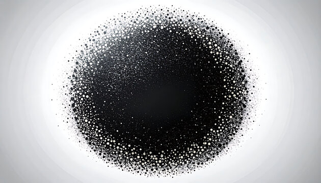 abstract black sphere made of small particles, dark energy, dynamic motion, digital background