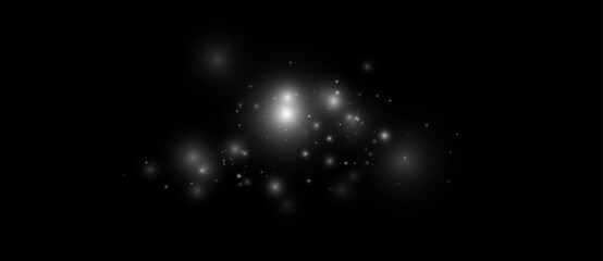 ベクター PNG 透明な背景の輝くほこり、星明かりとゴールドフラッシュ、幻想的な発光効果、クリスマス装飾や広告デザイン向け素材 © Vlad