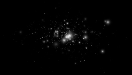 ベクター PNG 透明な背景の輝くほこり、星明かりとゴールドフラッシュ、幻想的な発光効果、クリスマス装飾や広告デザイン向け素材 © Vlad