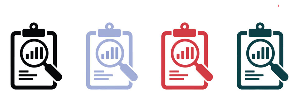Analyze Company Growth Report with Magnifying Glass Icon Set, gap analysis icon collection representing business performance review, skill gap evaluation, talent management, analytics insights, and 