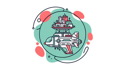Obraz premium Futuristic cityscape on transport vehicle
