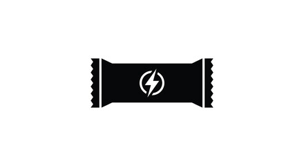 Fototapeta premium Energy bar packaging with lightning bolt symbol black silhouette